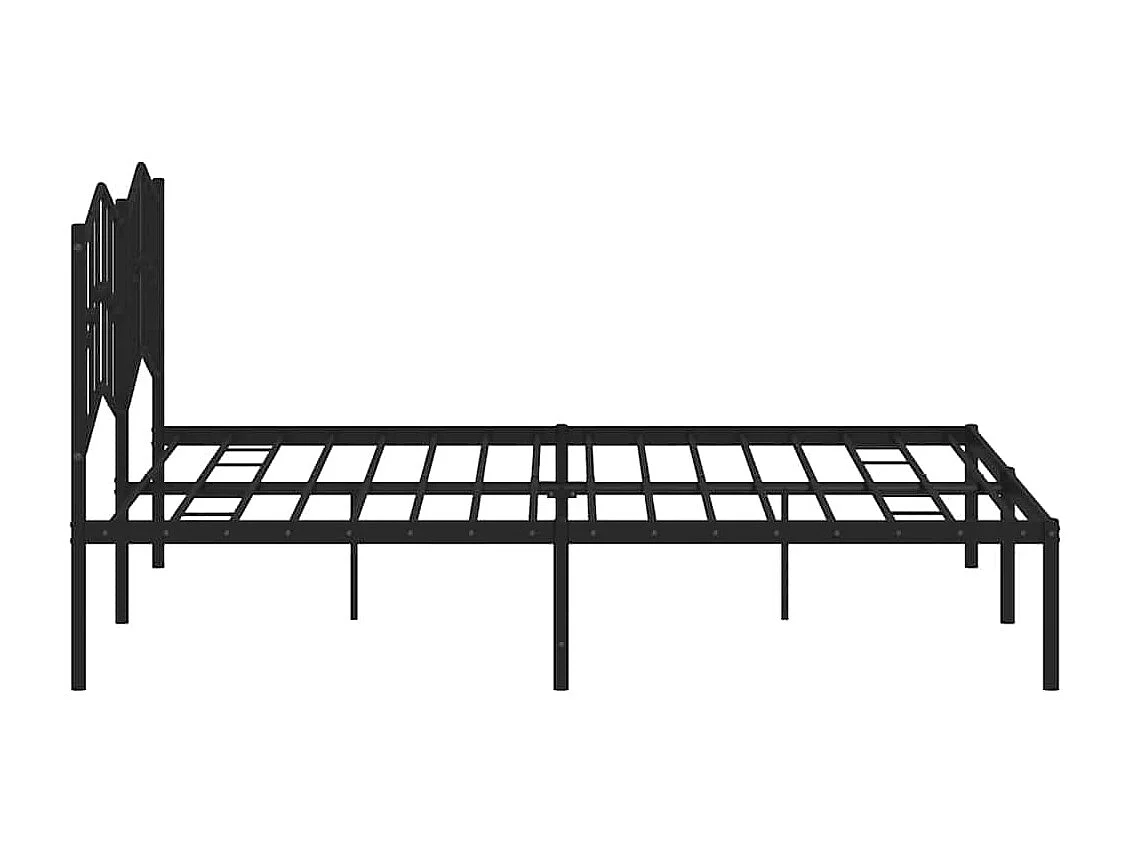 Cadre de lit métal sans matelas avec tête de lit noir 183x213cm