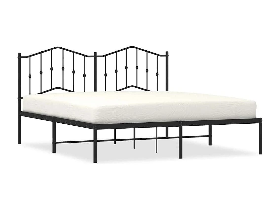 Cadre de lit métal sans matelas avec tête de lit noir 183x213cm