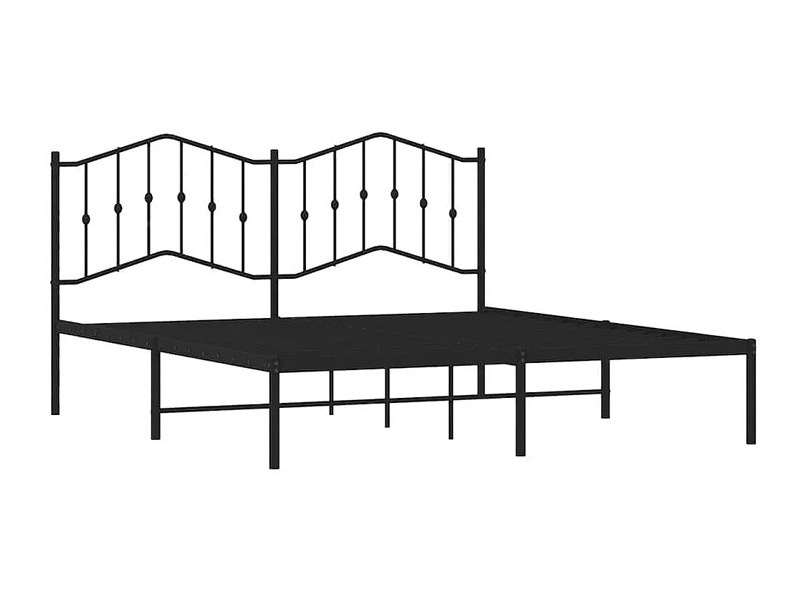 Cadre de lit métal sans matelas avec tête de lit noir 183x213cm