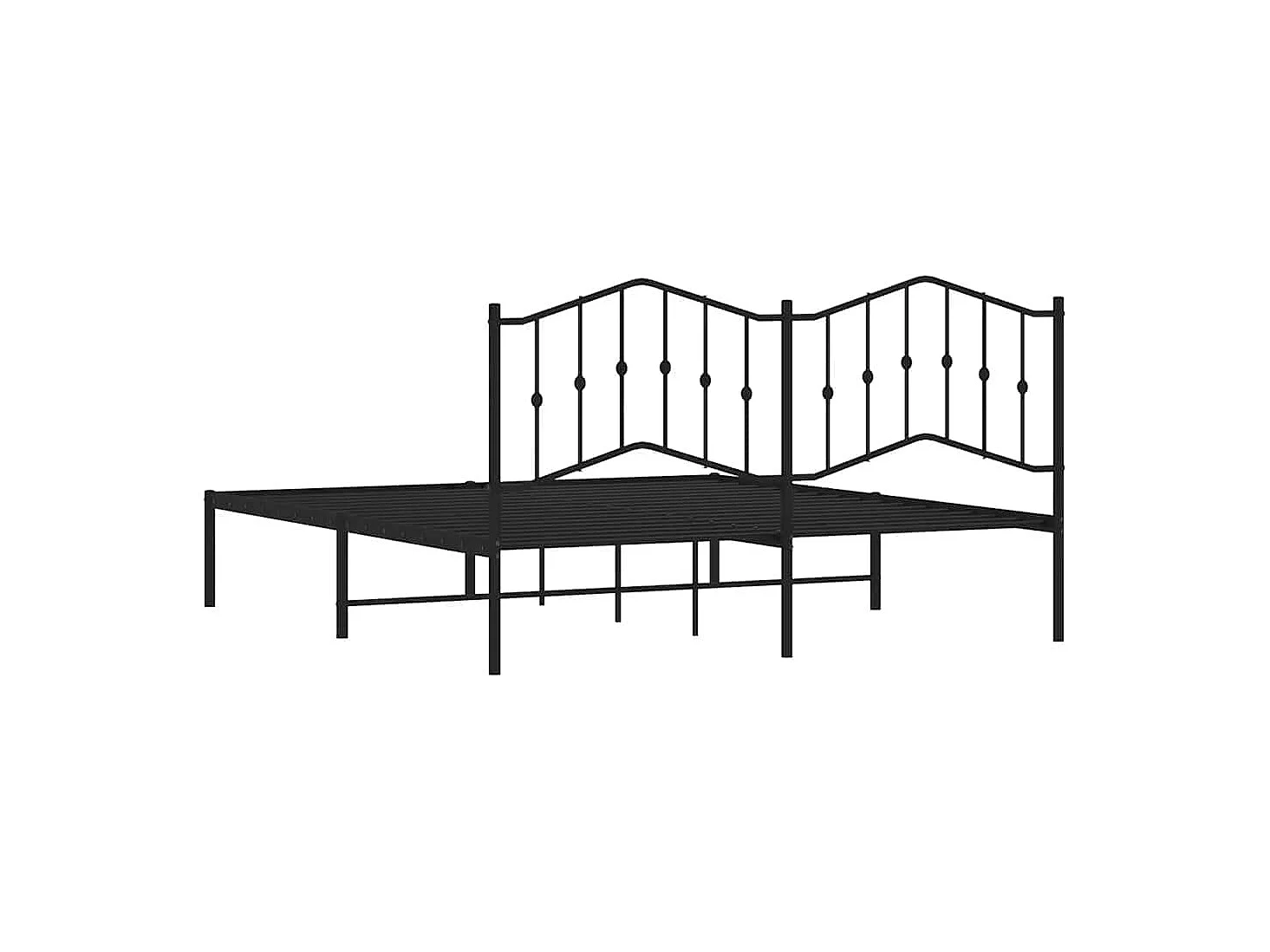 Cadre de lit métal sans matelas avec tête de lit noir 183x213cm