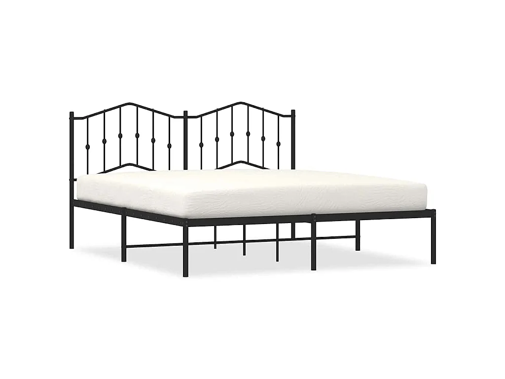 Cadre de lit métal sans matelas avec tête de lit noir 183x213cm