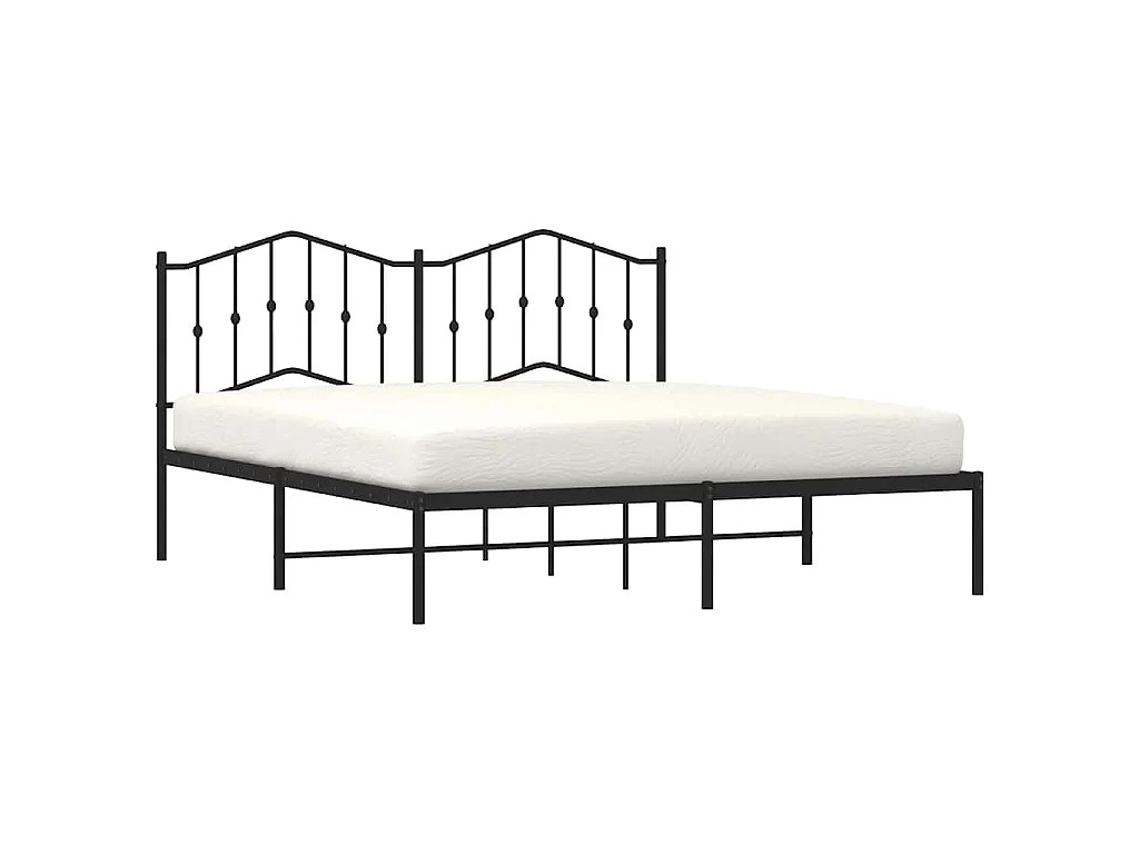 Cadre de lit métal sans matelas avec tête de lit noir 183x213cm
