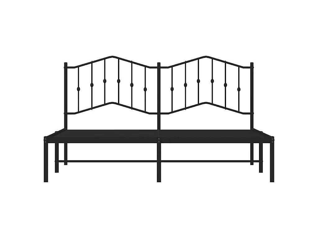 Cadre de lit métal sans matelas avec tête de lit noir 183x213cm