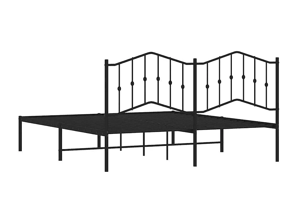 Cadre de lit métal sans matelas avec tête de lit noir 183x213cm