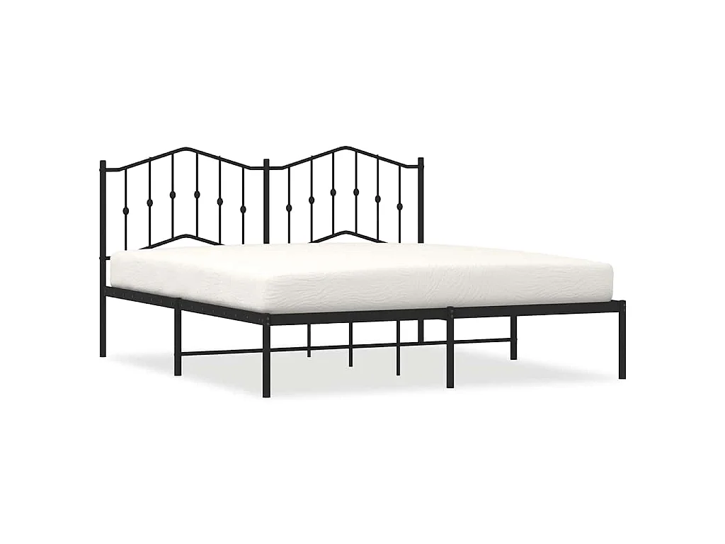 Cadre de lit métal sans matelas avec tête de lit noir 183x213cm