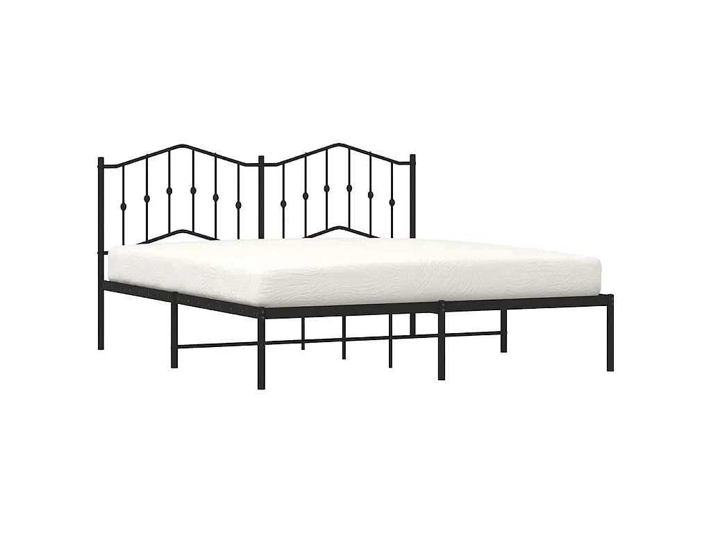 Cadre de lit métal sans matelas avec tête de lit noir 183x213cm