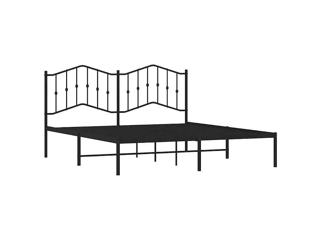 Cadre de lit métal sans matelas avec tête de lit noir 183x213cm