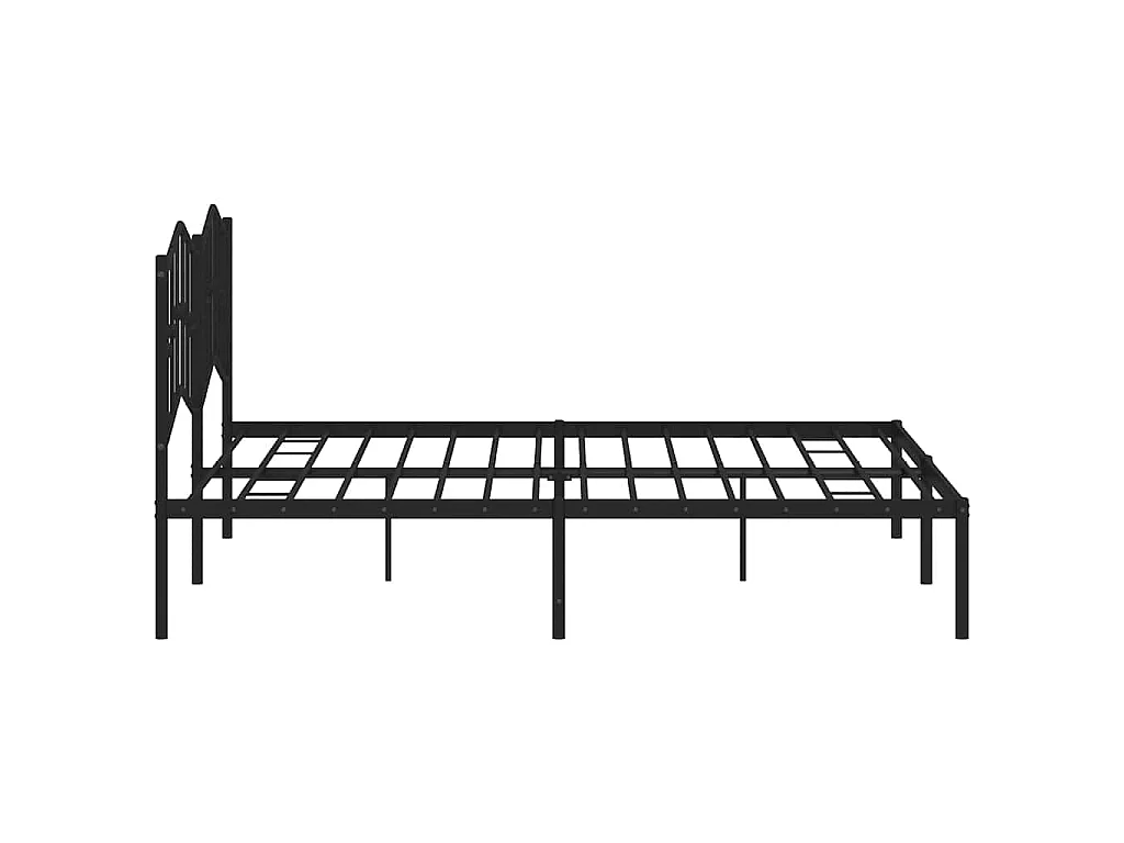 Cadre de lit métal sans matelas avec tête de lit noir 183x213cm