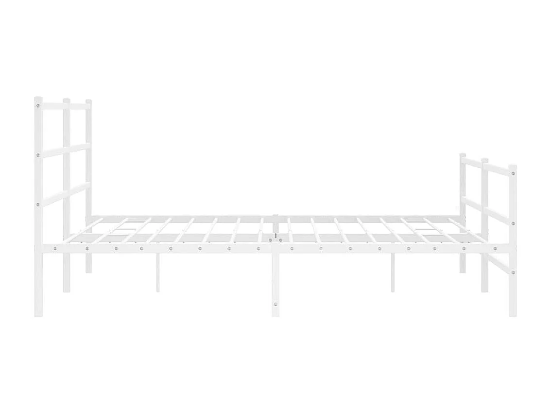 Cadre de lit métal sans matelas et pied de lit blanc 183x213 cm