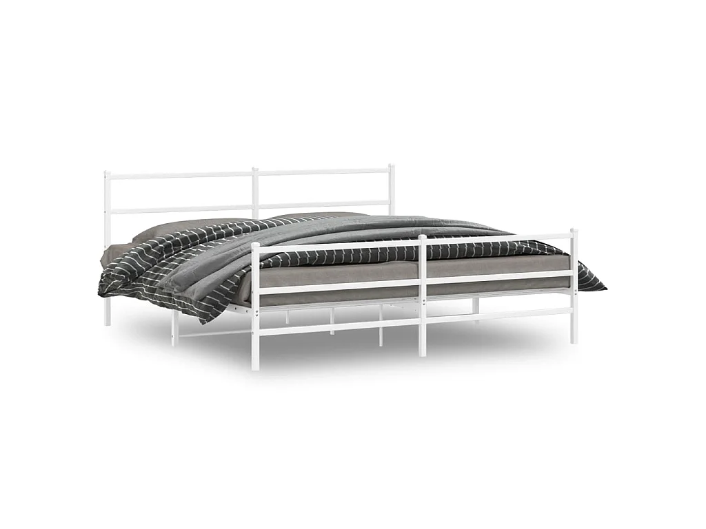 Bedframe met hoofd- en voeteneinde metaal wit 183x213 cm