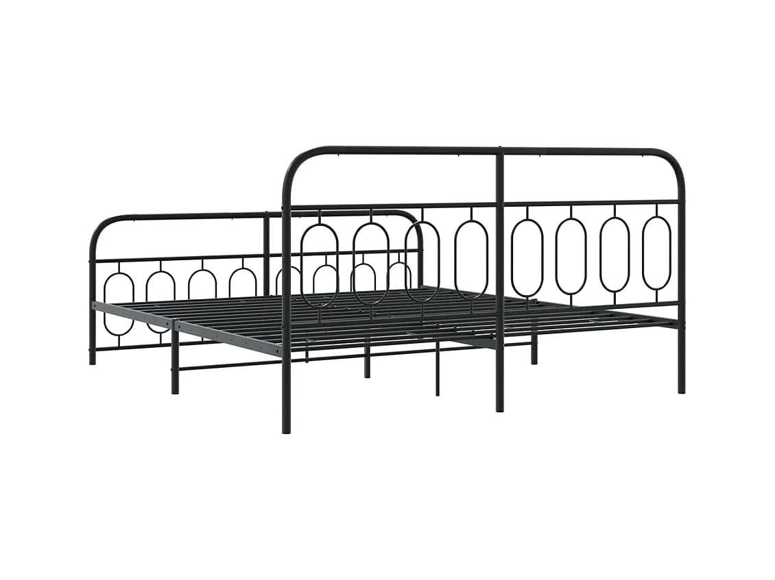 Bettgestell mit Kopf- und Fußteil Metall Schwarz 183x213 cm