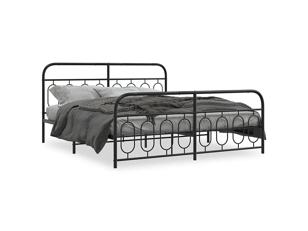 Estructura cama sin colchón con estribo metal negro 183x213 cm