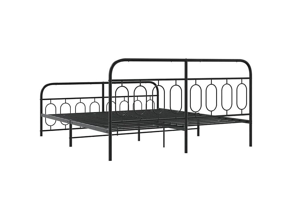 Estructura cama sin colchón con estribo metal negro 183x213 cm