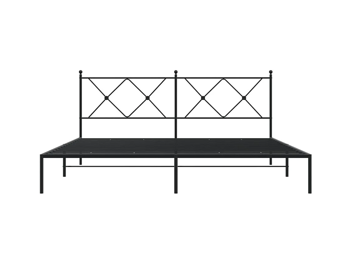 Cadre de lit métal sans matelas avec tête de lit noir 183x213cm