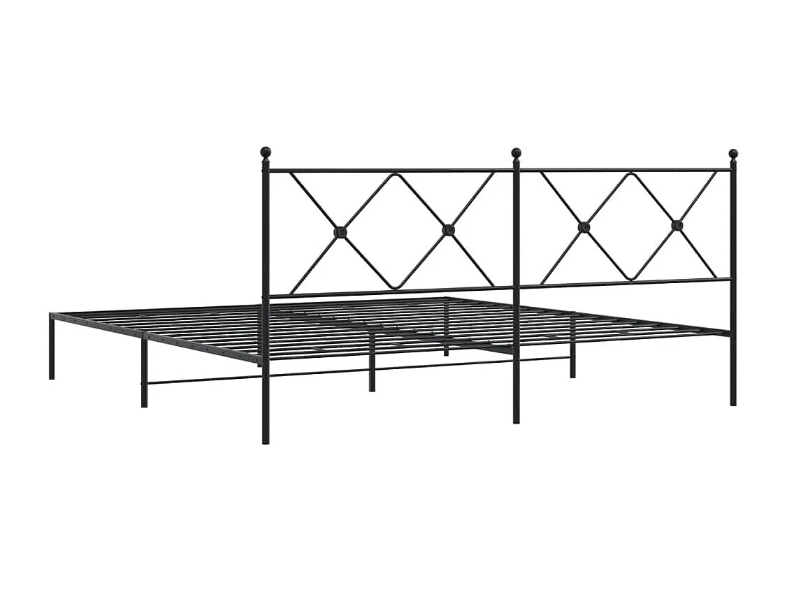 Cadre de lit métal sans matelas avec tête de lit noir 183x213cm