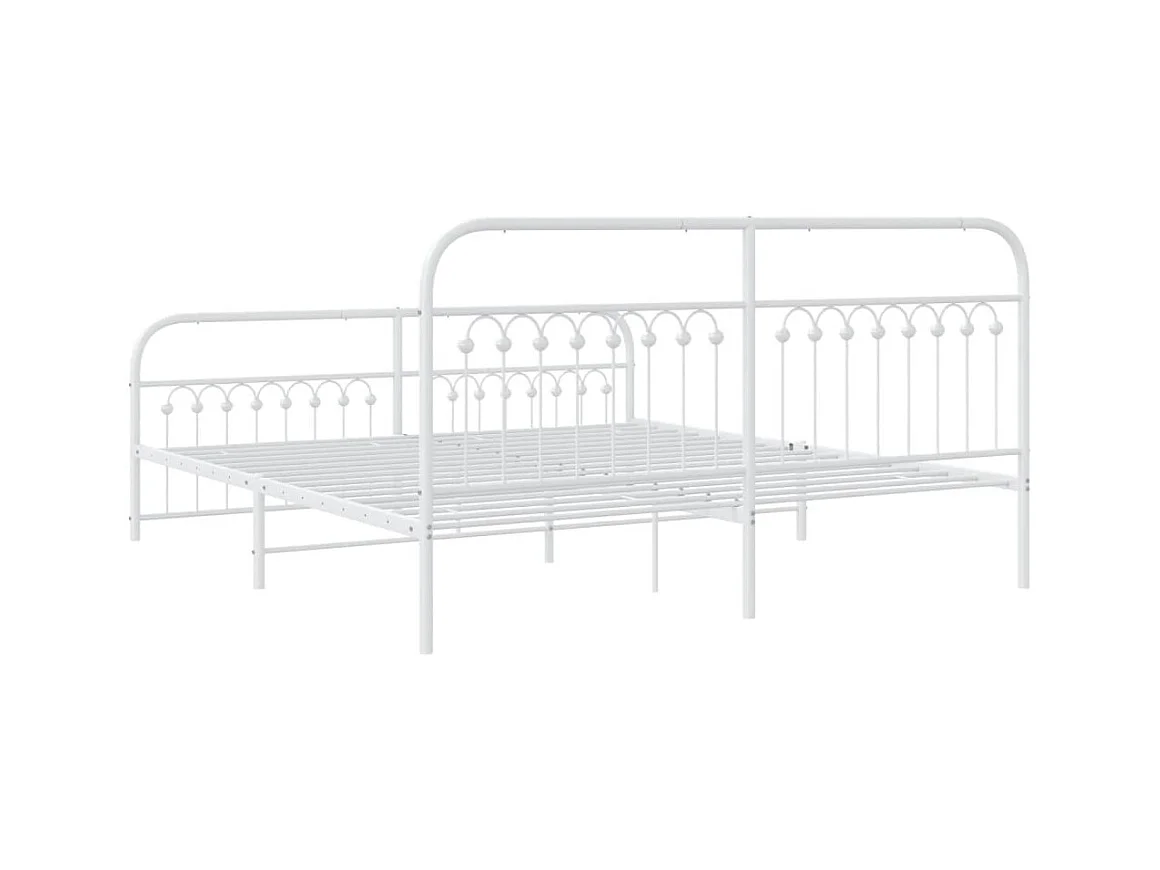 Bettgestell mit Kopf- und Fußteil Metall Weiß 183x203 cm
