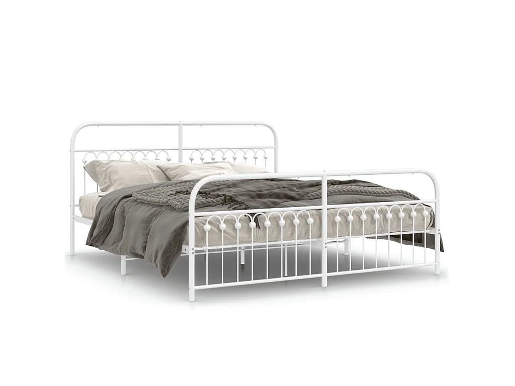 Bedframe met hoofd- en voeteneinde metaal wit 183x203 cm