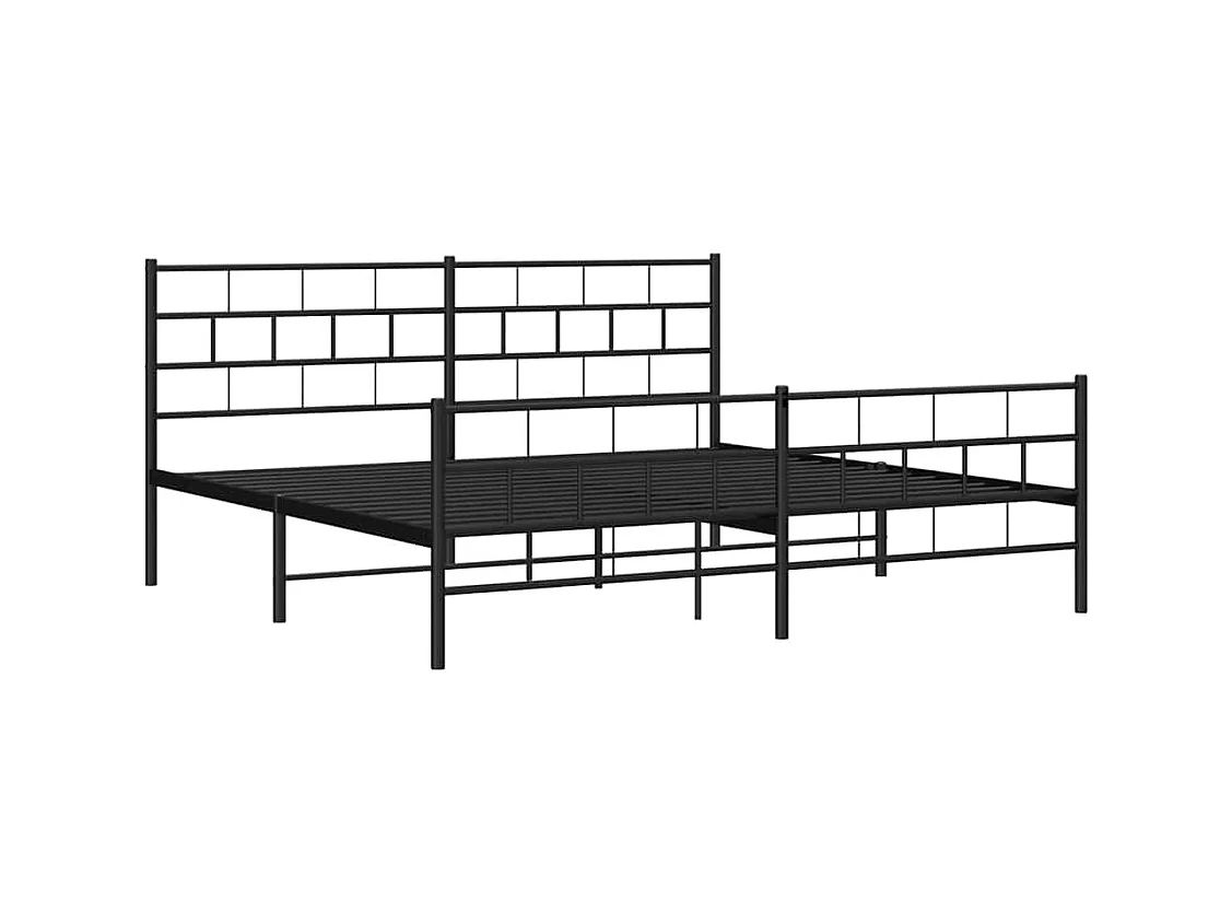 Cadre de lit métal sans matelas avec pied de lit noir 183x213cm