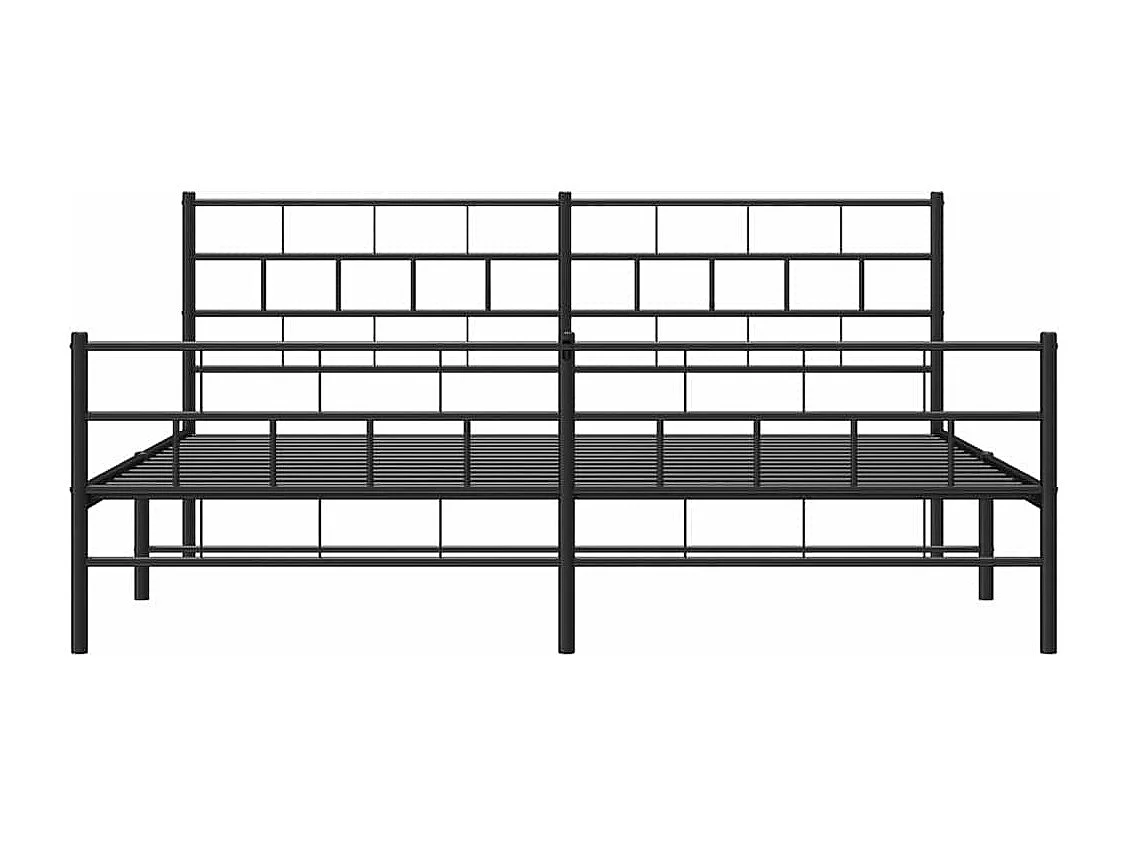 Cadre de lit métal sans matelas avec pied de lit noir 183x213cm