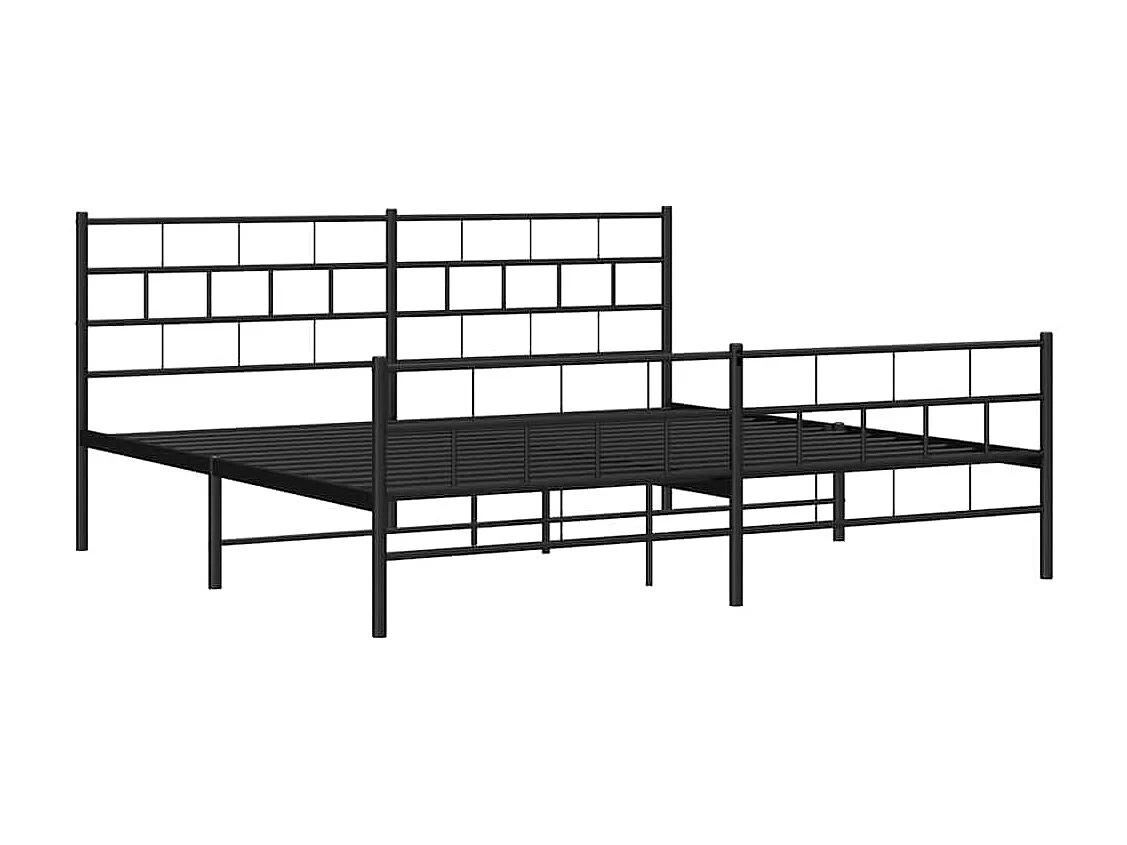 Cadre de lit métal sans matelas avec pied de lit noir 183x213cm