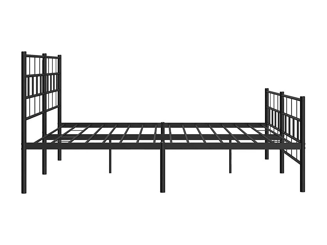 Cadre de lit métal sans matelas avec pied de lit noir 183x213cm