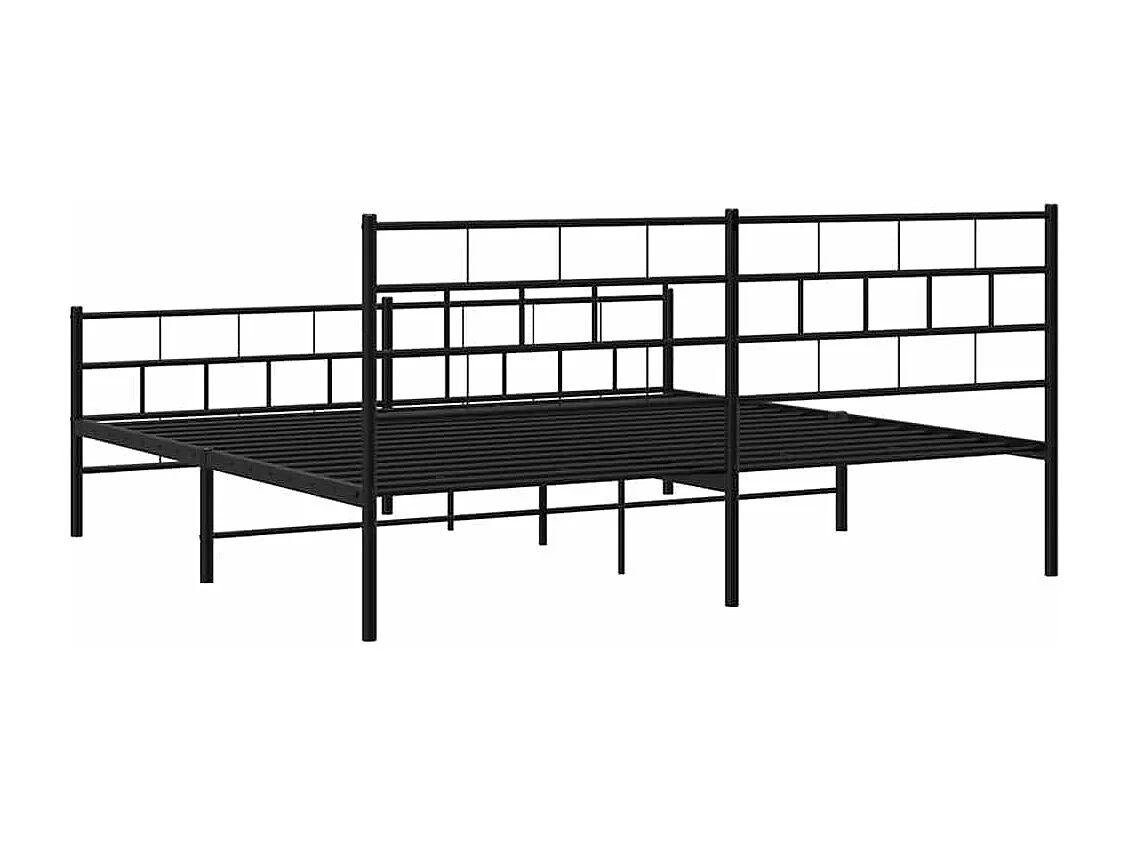 Cadre de lit métal sans matelas avec pied de lit noir 183x213cm
