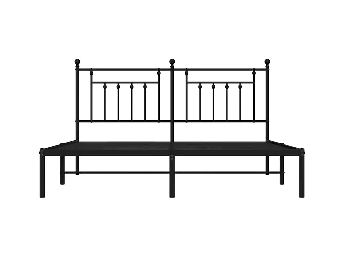 Cadre de lit métal sans matelas avec tête de lit noir 183x213cm