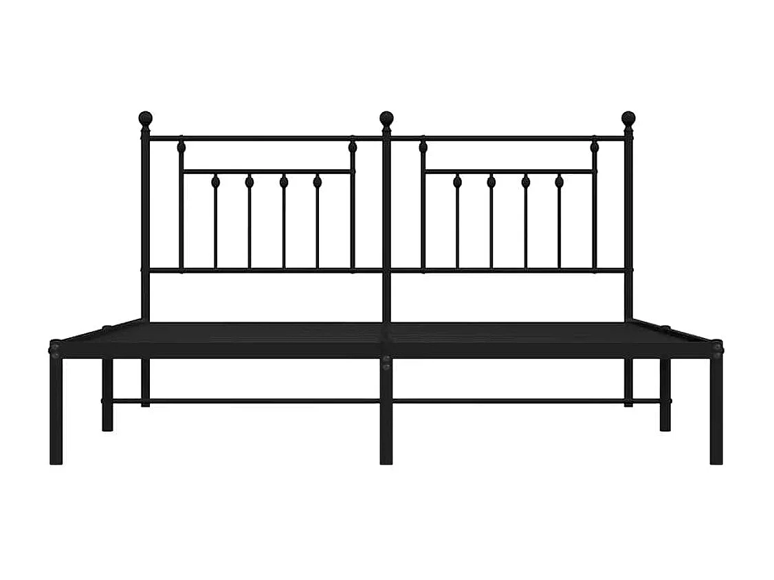 Cadre de lit métal sans matelas avec tête de lit noir 183x213cm