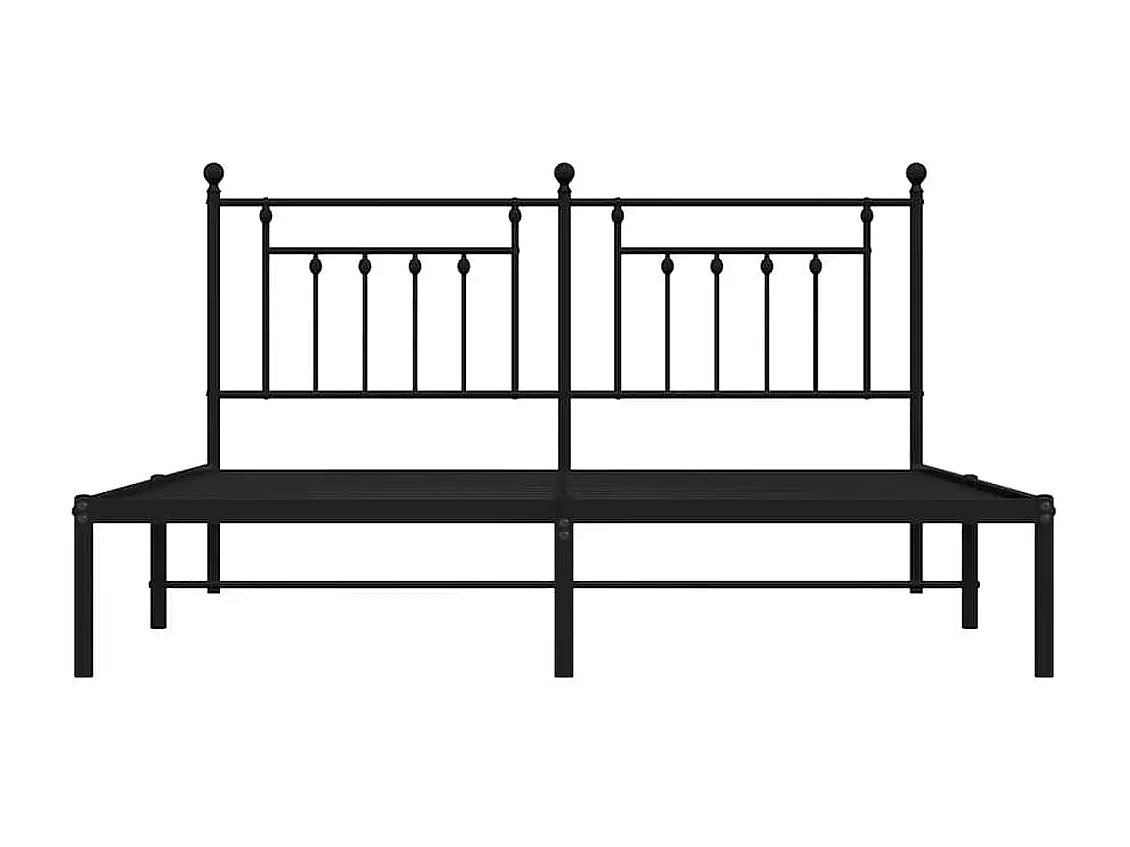 Bedframe met hoofdbord metaal zwart 183x213 cm