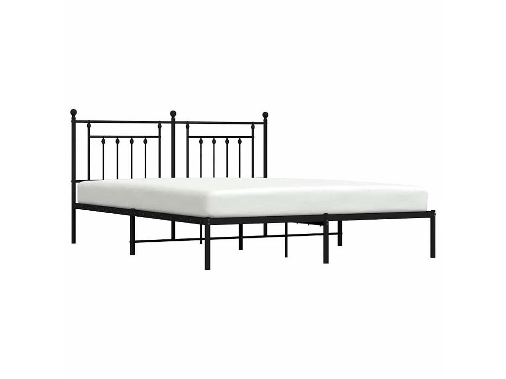 Cadre de lit métal sans matelas avec tête de lit noir 183x213cm