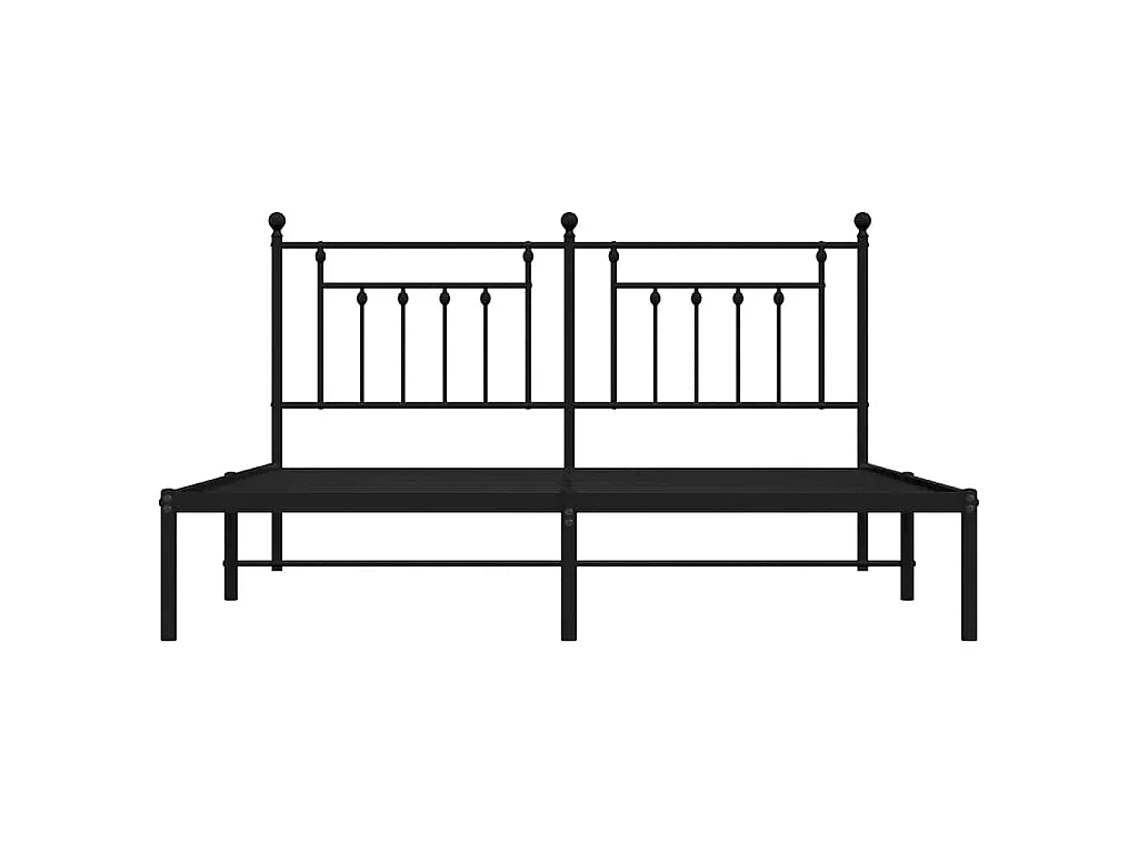 Cadre de lit métal sans matelas avec tête de lit noir 183x213cm