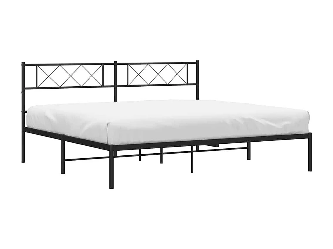 Cadre de lit métal sans matelas avec tête de lit noir 183x213cm