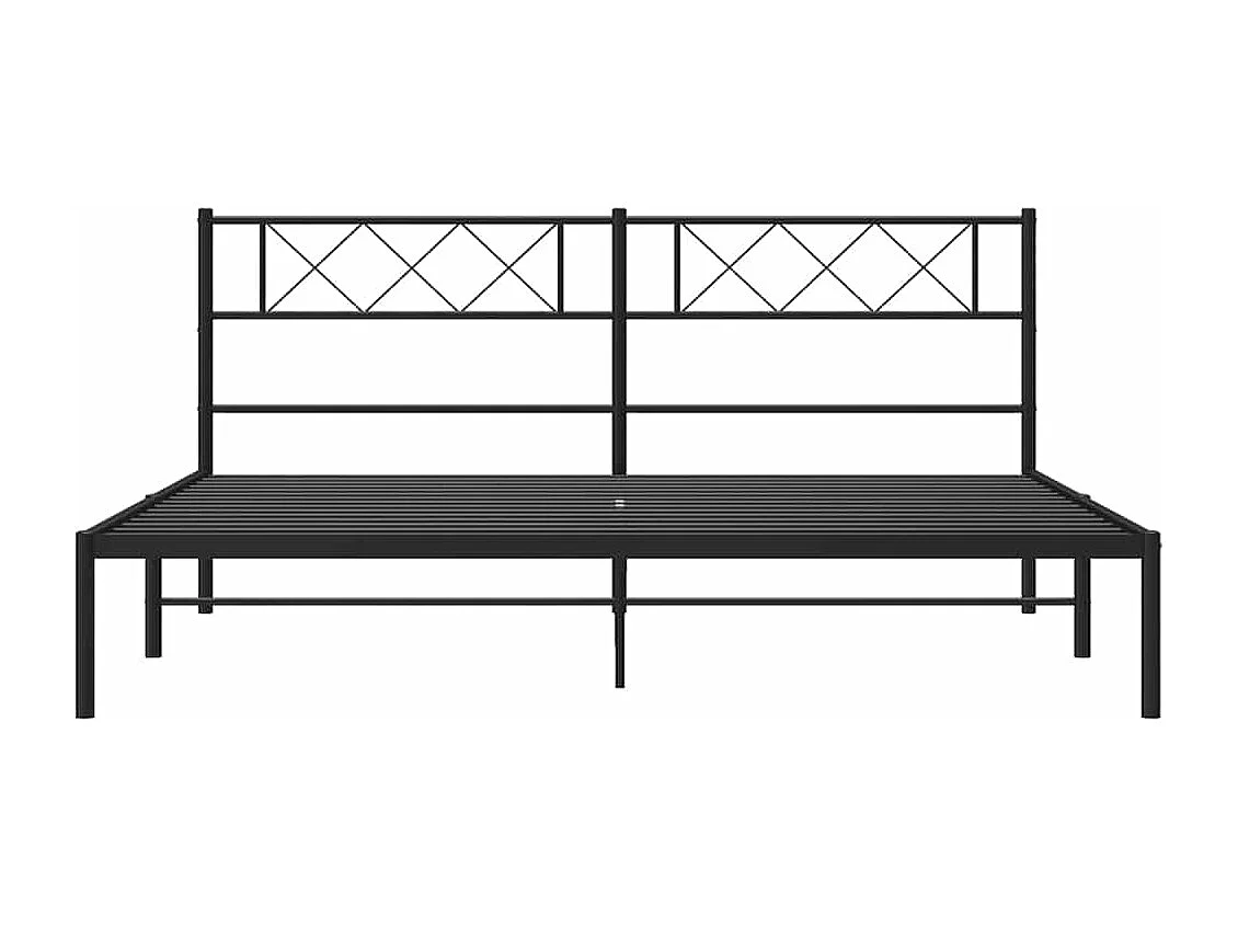 Cadre de lit métal sans matelas avec tête de lit noir 183x213cm