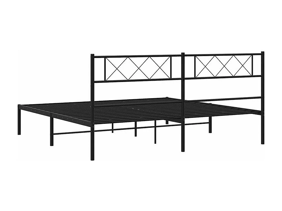 Cadre de lit métal sans matelas avec tête de lit noir 183x213cm