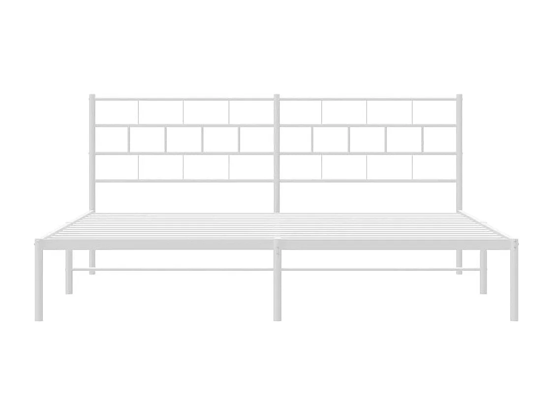 Cadre de lit métal sans matelas et tête de lit blanc 183x213 cm