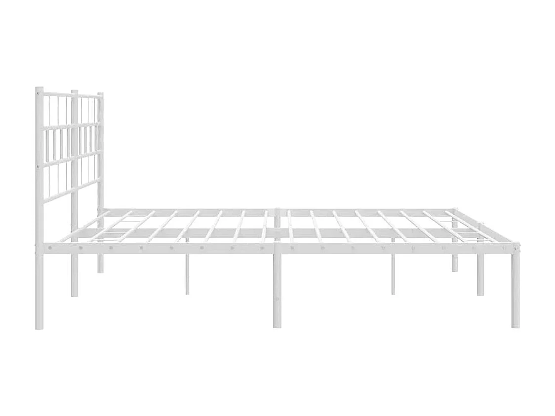 Cadre de lit métal sans matelas et tête de lit blanc 183x213 cm