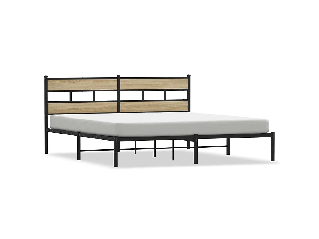 Cadre de lit en métal sans matelas chêne sonoma 183x213 cm