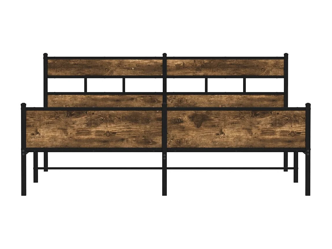 Estrutura de cama sem colchão 183x213cm metal carvalho fumado