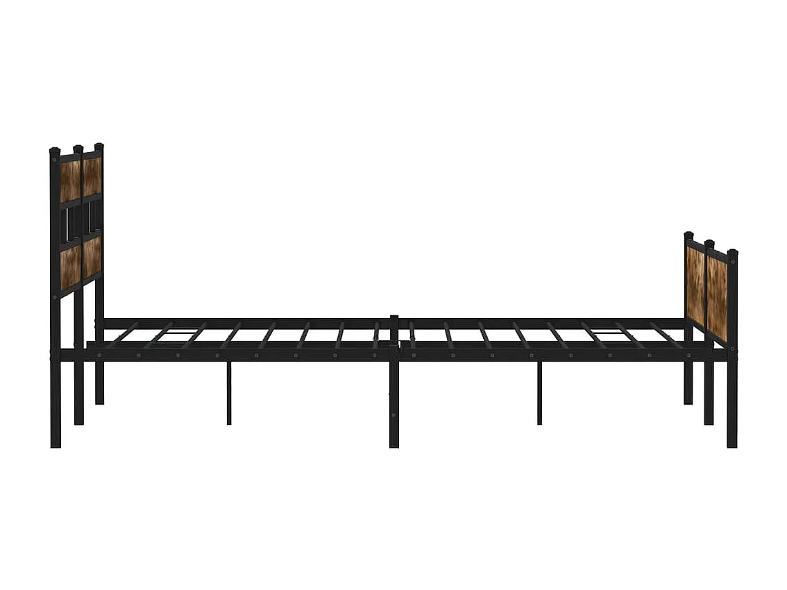 Estrutura de cama sem colchão 183x213cm metal carvalho fumado