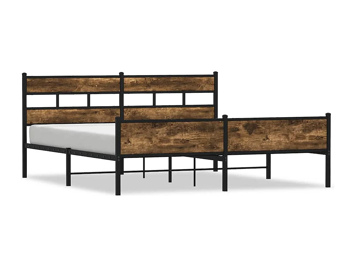 Cadre de lit en métal sans matelas chêne fumé 183x213 cm