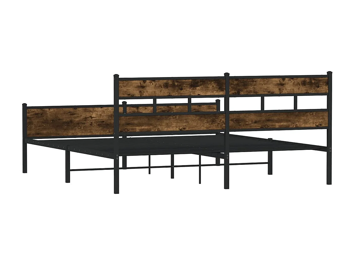 Cadre de lit en métal sans matelas chêne fumé 183x213 cm
