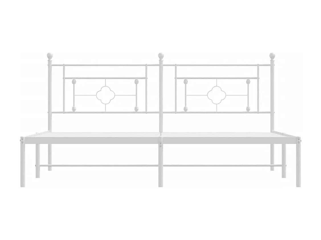 Cadre de lit métal sans matelas et tête de lit blanc 183x213 cm