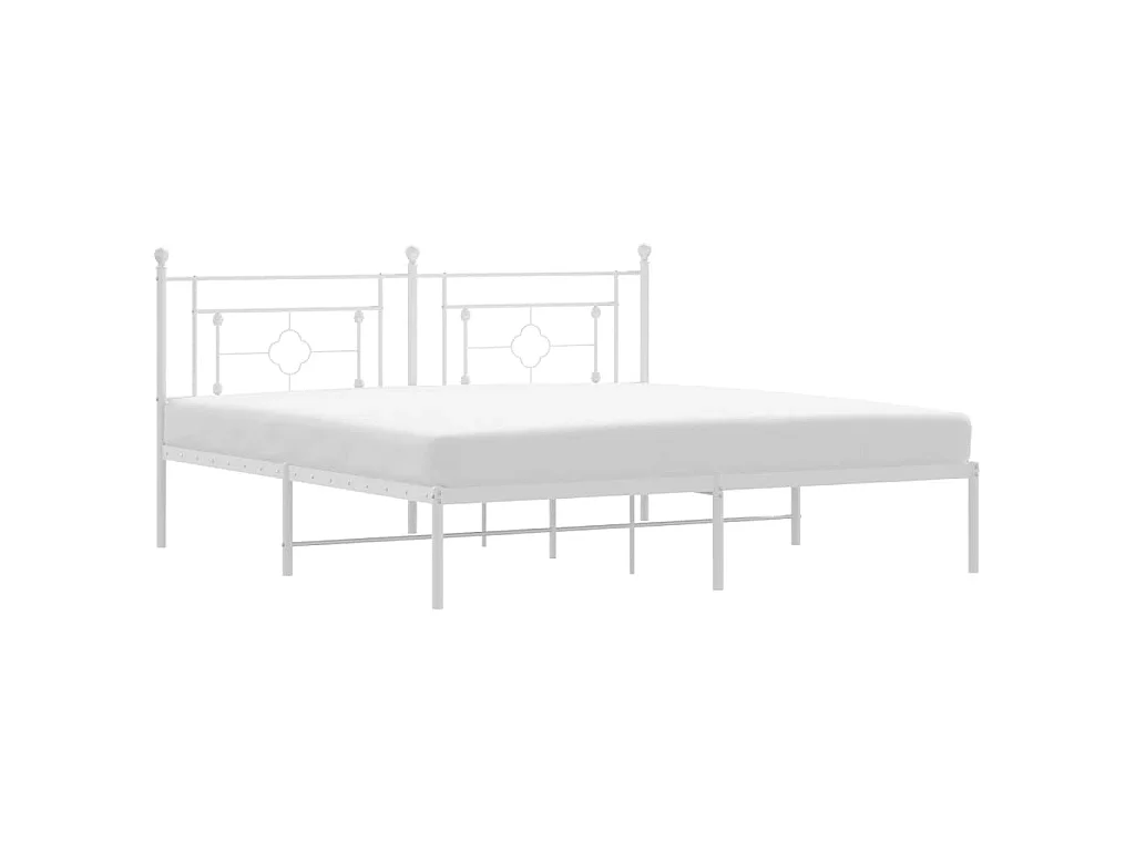 Cadre de lit métal sans matelas et tête de lit blanc 183x213 cm