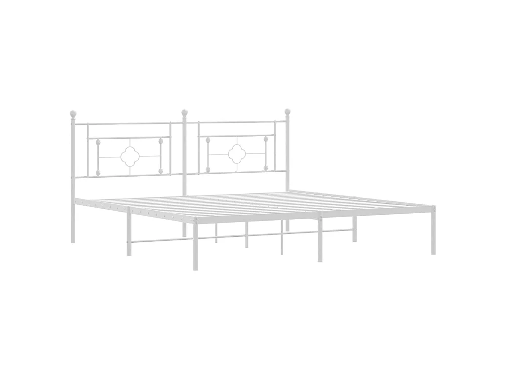Cadre de lit métal sans matelas et tête de lit blanc 183x213 cm