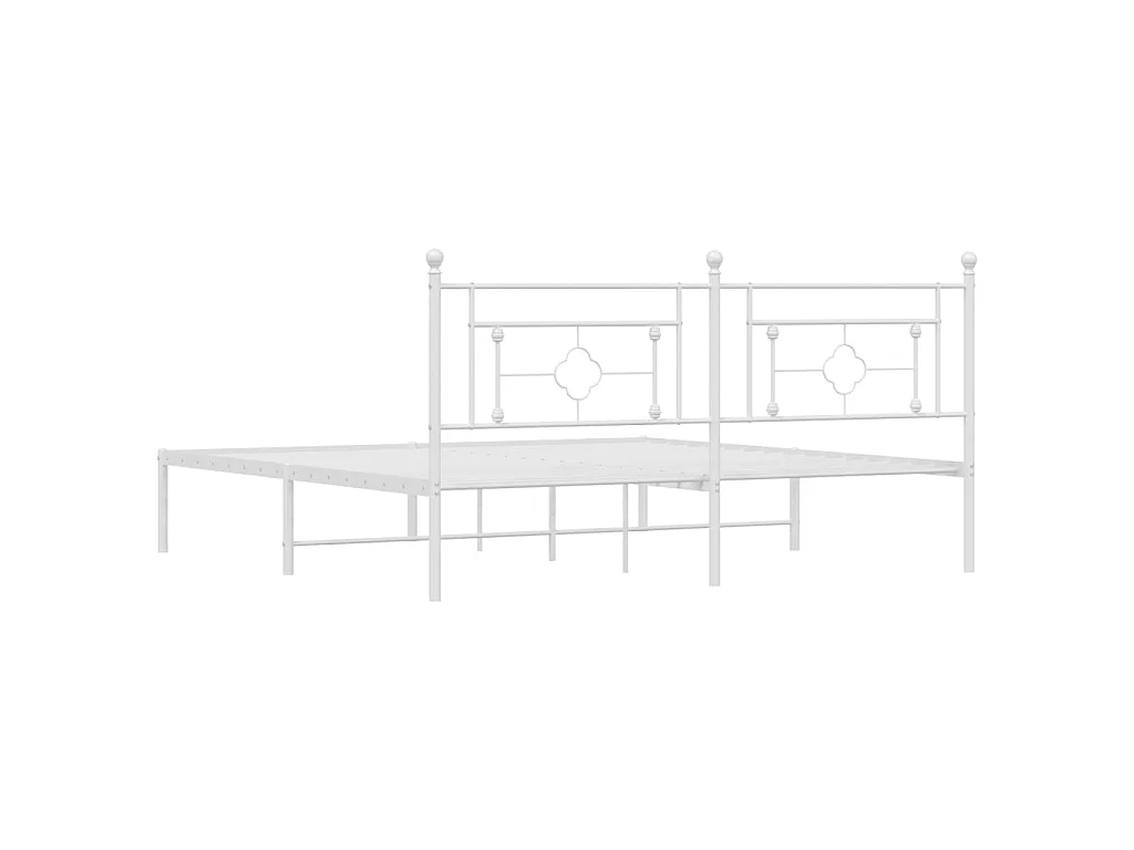 Cadre de lit métal sans matelas et tête de lit blanc 183x213 cm