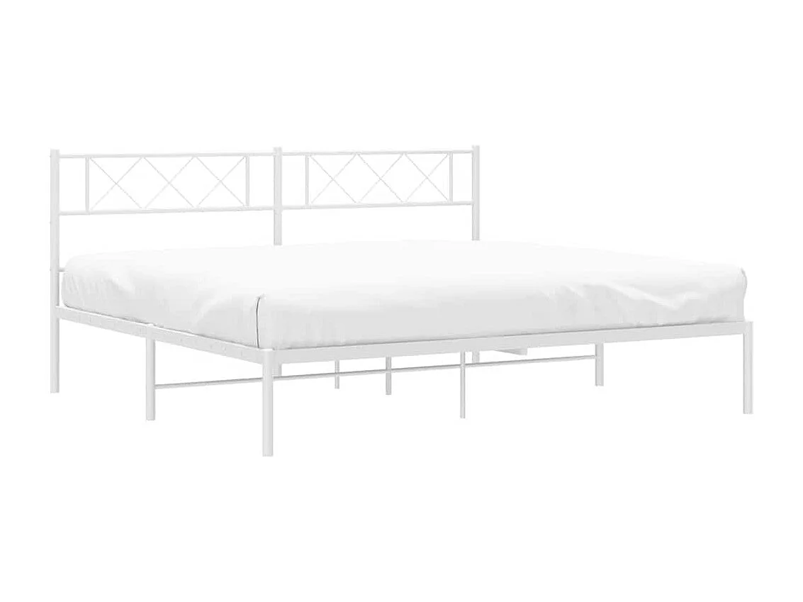 Cadre de lit métal sans matelas et tête de lit blanc 183x213 cm