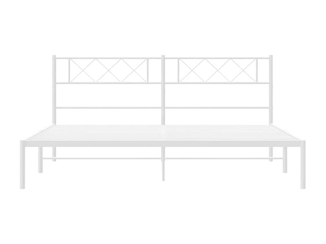 Cadre de lit métal sans matelas et tête de lit blanc 183x213 cm