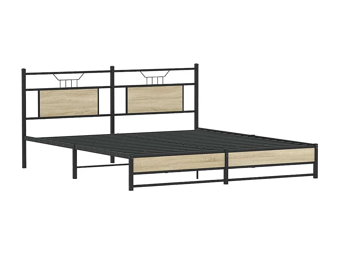 Estructura de cama sin colchón metal roble Sonoma 183x213 cm