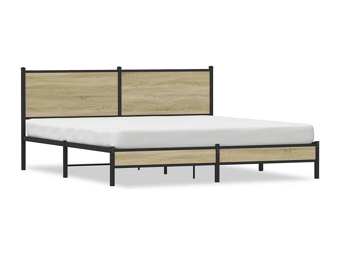 Cadre de lit en métal sans matelas chêne sonoma 183x213 cm