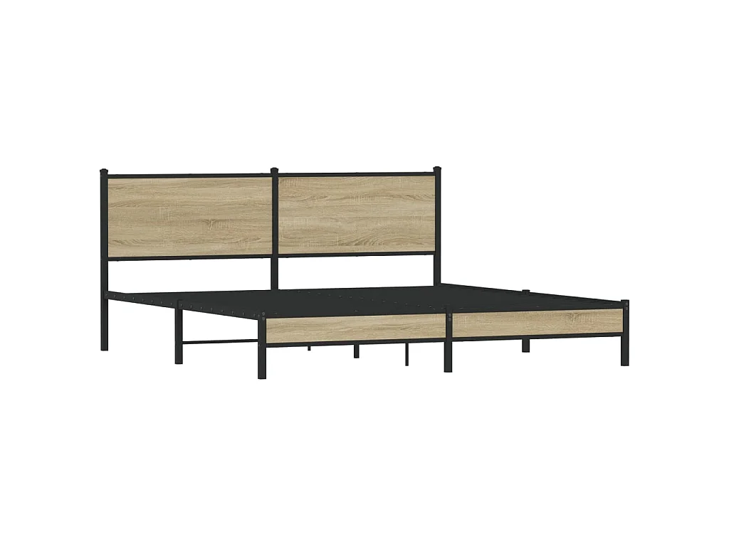 Estructura de cama sin colchón metal roble Sonoma 183x213 cm